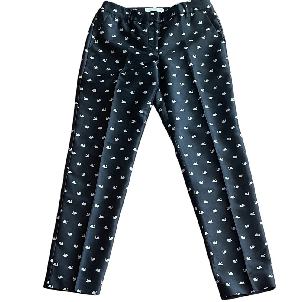 RSVP by Talbots Womens Black Pants Swan Print 2 NWT